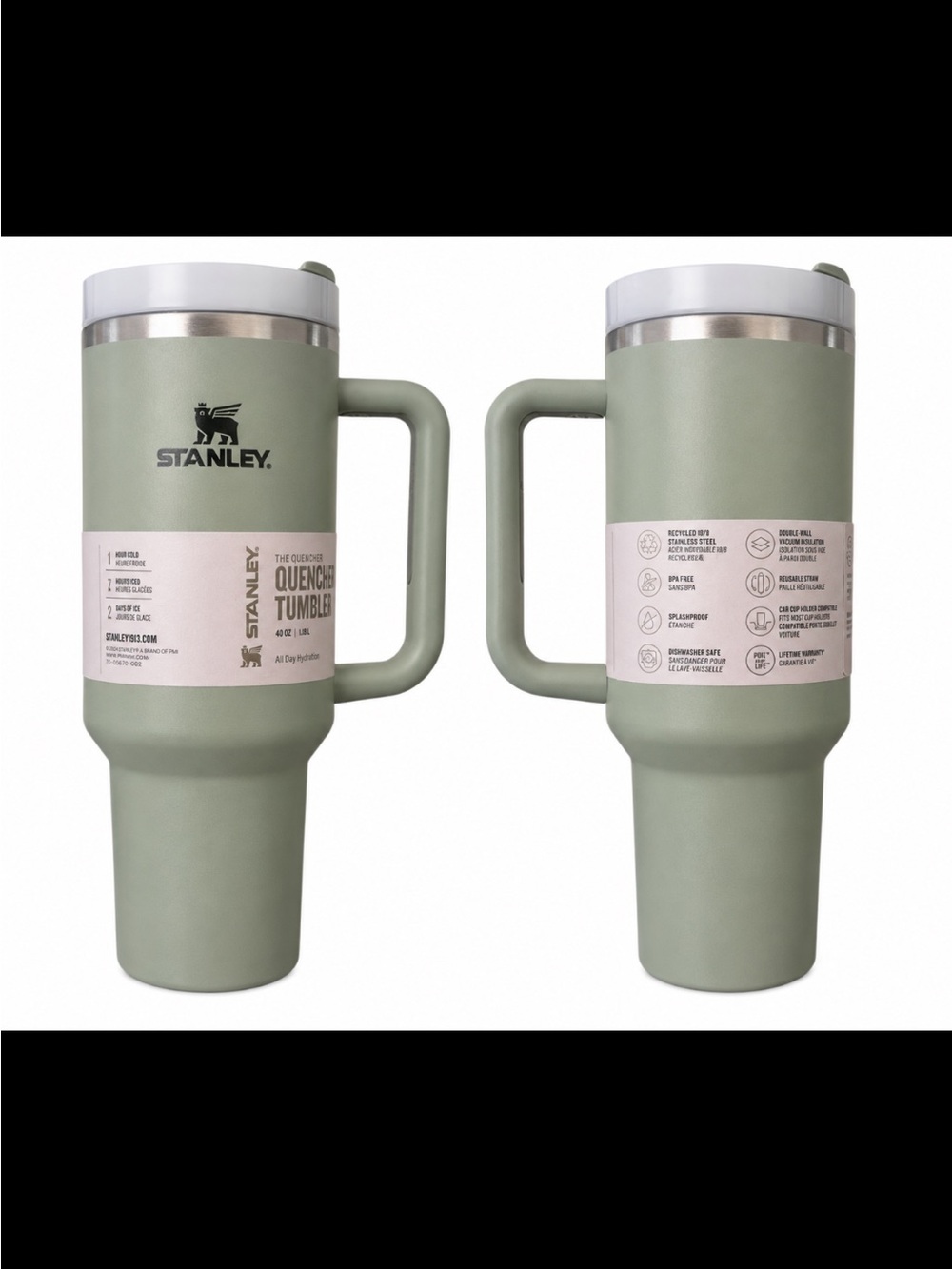 1- 40oz. Stanley Quencher Travel Tumbler with Handle and Straw- Sage Green